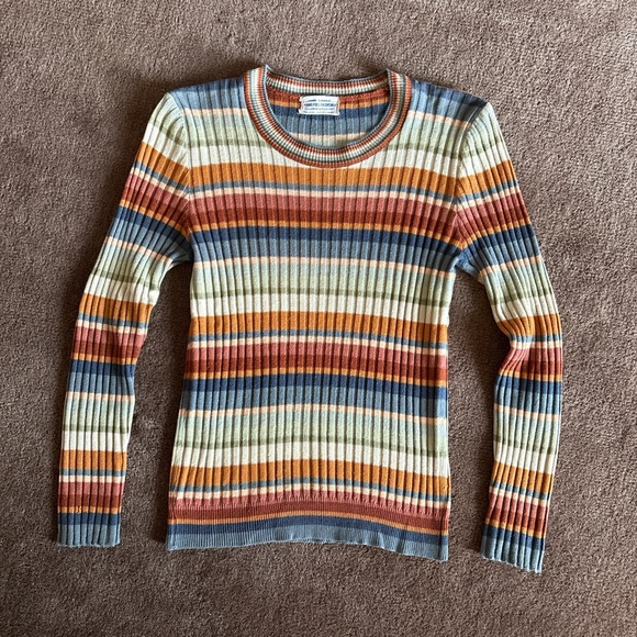 Striped Multicolor Ribbed Sweater - Picture 1 of 4